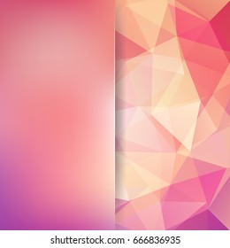 Background made of pink, orange triangles. Square composition with geometric shapes and blur element. Eps 10