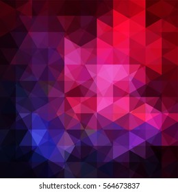 Background made of pink, purple, blue, black triangles.  Square composition with geometric shapes. Eps 10.