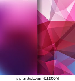 Background made of pink, purple triangles. Square composition with geometric shapes and blur element. Eps 10