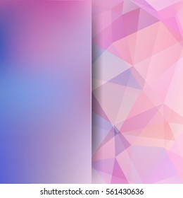 Fundo feito de triângulos rosa, roxo, violeta.  Composição quadrada com formas geométricas e elemento de desfoque. Eps 10