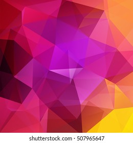Background made of pink, red, yellow triangles. Square composition with geometric shapes. Eps 10