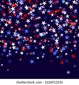 Background made of red, blue and white stars falling. Usable for Presidents Day, Independence Day USA and other patriotic holidays. Stock vector