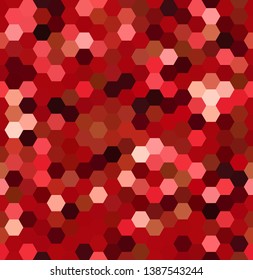 Background made of red, brown hexagons. Seamless background. Square composition with geometric shapes