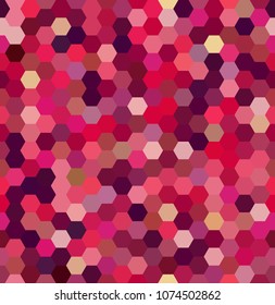 Background made of red hexagons. Seamless background. Square composition with geometric shapes