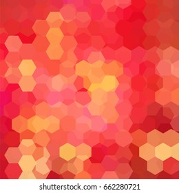 Background made of red, orange hexagons. Square composition with geometric shapes. Eps 10