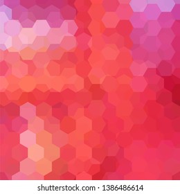 Background made of red, orange, pink hexagons. Square composition with geometric shapes. Eps 10
