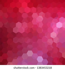 Background made of red, pink hexagons. Square composition with geometric shapes. Eps 10