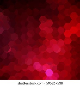 Background made of red, pink hexagons. Square composition with geometric shapes. Eps 10