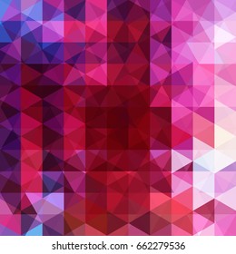 Background made of red, pink, purple, white triangles. Square composition with geometric shapes. Eps 10