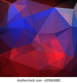 Background made of red, purple, blue triangles. Square composition with geometric shapes. Eps 10