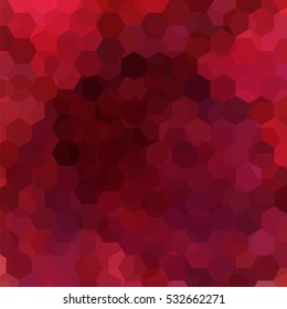 Background made of red, purple, brown  hexagons. Square composition with geometric shapes. Eps 10