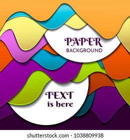 The background is made of several layers of colored paper; cut along the curve at different levels