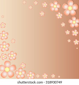 background made with Stylized Orange Flowers Placed in the Opposite Corners