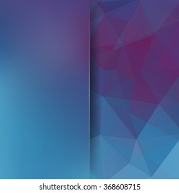 Background made of triangles.  Blue, purple, violet colors. Square composition with geometric shapes and blur element. Eps 10