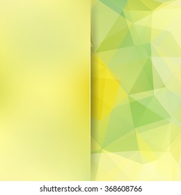 Background made of triangles. Green, yellow colors. Square composition with geometric shapes and blur element. Eps 10