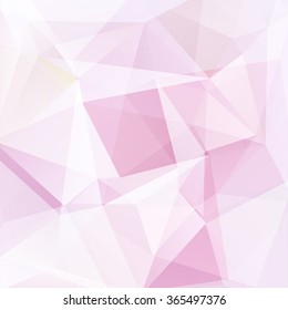 Background made of triangles. Pink, white color. Square composition with geometric shapes. Eps 10