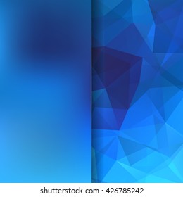 Background made of triangles.  Square composition with geometric shapes and blur element. Eps 10 Blue color. 