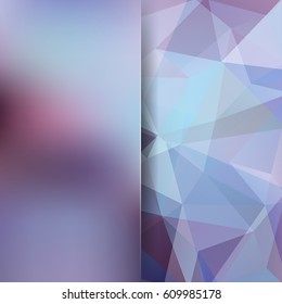 Background made of triangles.  Square composition with geometric shapes and blur element. Eps 10 Purple, violet, blue colors