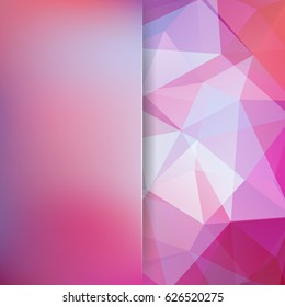 Background made of triangles.  Square composition with geometric shapes and blur element. Eps 10 Pink, blue, purple colors. 