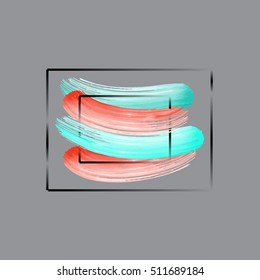 Background Made of Two Colors Brush Strokes with Double Gradient Frame. Vector EPS 10