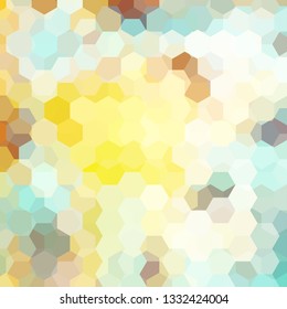 Background made of white, yellow, beige, blue hexagons. Square composition with geometric shapes. Eps 10