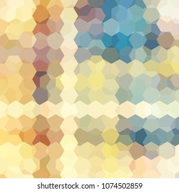 Background made of yellow, blue, beige hexagons. Square composition with geometric shapes. Eps 10