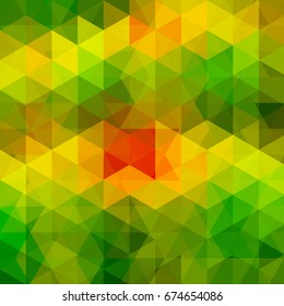 Background made of yellow, green, red triangles. Square composition with geometric shapes. Eps 10