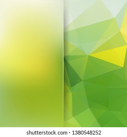Background made of yellow, green triangles. Square composition with geometric shapes and blur element. Eps 10