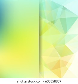 Background made of yellow, green triangles. Square composition with geometric shapes and blur element. Eps 10