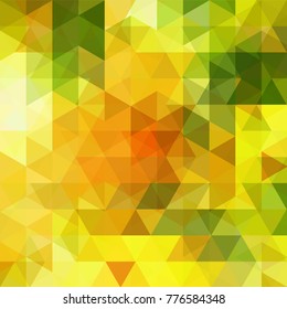 Background made of yellow, orange, green triangles. Square composition with geometric shapes. Eps 10