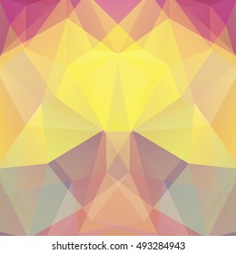 Background made of yellow, pink, beige triangles.  Square composition with geometric shapes. Eps 10