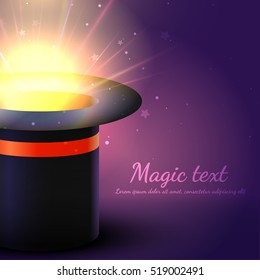 Background Magic Hat With Shine. Illusion Vector Illustration