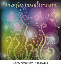 Background with magic mushrooms