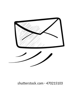 Background with a mail. Freehand drawing style