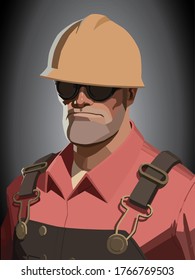 background of  man engineer,Vector illustration,team fortress 2 actor.