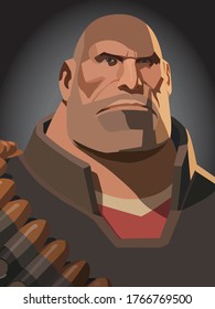 background of a man heavy weapons,Vector illustration,team fortress 2 actor.