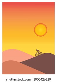 background of man with mountain bike in desert