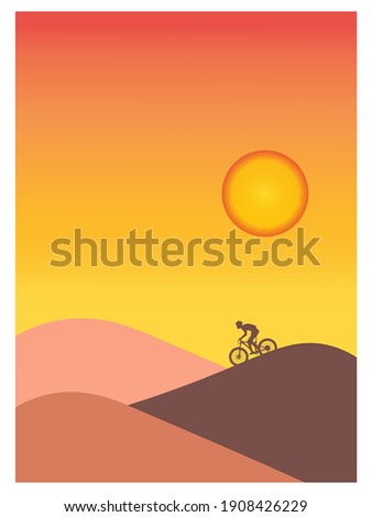 background of man with mountain bike in desert