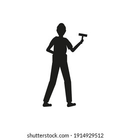 background man office window cleaner