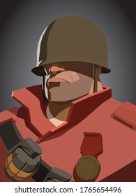 background of a man soldier,Vector illustraion,team fortress 2 actor.