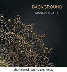Background, mandala gold in ethnic luxury style on black and dark gray background 