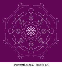 background with mandala ornament. vector illustration. purple color