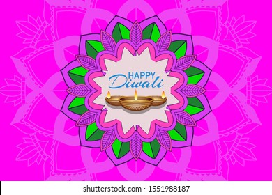Background with mandala pantern for happy diwali festival illustration