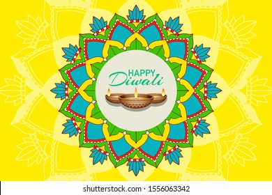 Background with mandala pantern for happy diwali festival illustration
