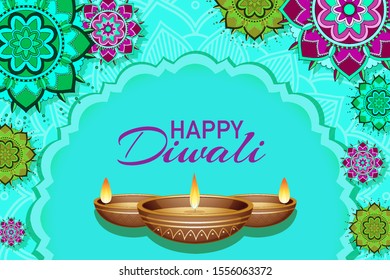 Background with mandala pantern for happy diwali festival illustration