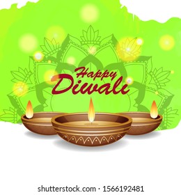 Background with mandala pantern for happy diwali festival illustration