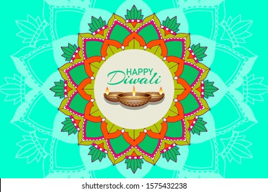 Background with mandala pantern for happy diwali festival illustration