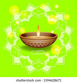 Background with mandala pantern for happy diwali festival illustration
