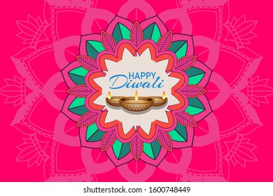 Background with mandala pantern for happy diwali festival illustration