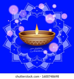 Background with mandala pantern for happy diwali festival illustration